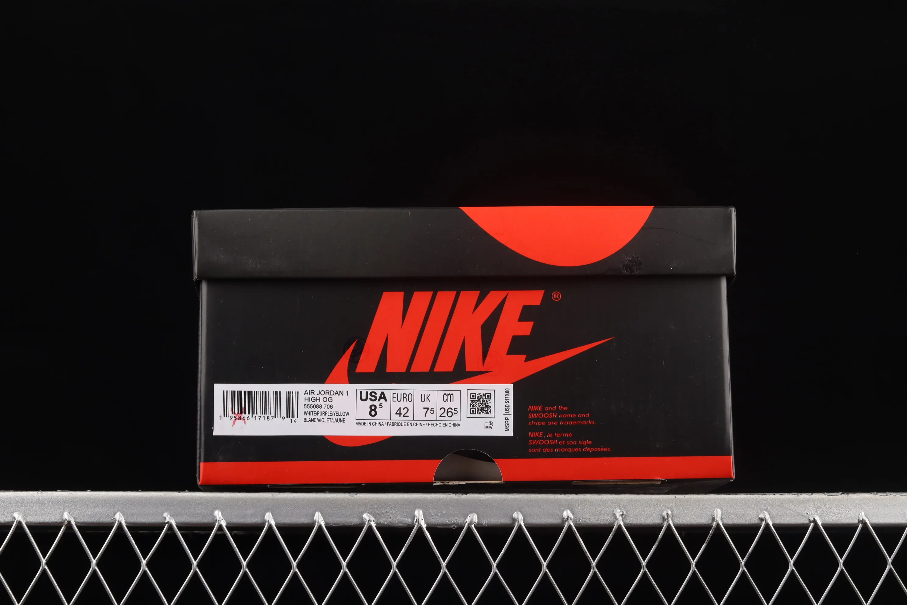 All categories Air Jordan Jordan series basketball shoes Air Jordan 1 High X version Air Jordan High OG "Brotherhood" AJ1 Joe 1 White Purple Gold Brotherhood 555088-706
